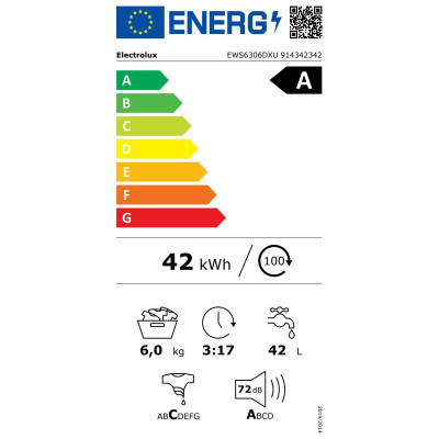 Electrolux Пральна машина Electrolux фронтальна, 6кг, 1000, A, 41см, дисплей, інвертор, сріблястий темний
