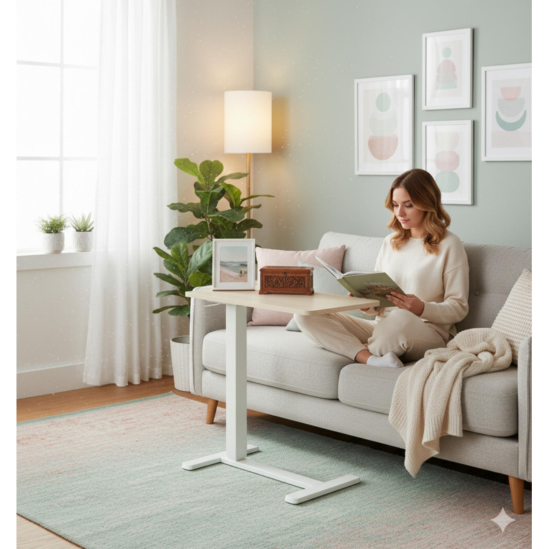 2E Стіл компактний 2E CE710WL, 710x400мм, регульована висота, біло-бежевий 2E Стіл компактний 2E CE710WL, 710x400мм, регульована висота, біло-бежевий