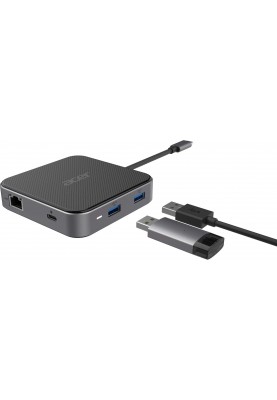 Acer Хаб USB-С > HDMI/DP/2xUSB-A3.2/USB-C/RJ45/mini-jack, 0.15м, чорний