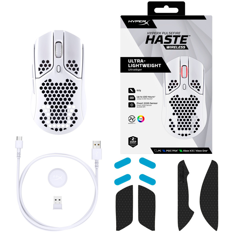 HyperX Миша Pulsefire Haste WL, White