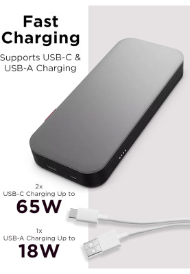 Lenovo Портативний зарядний пристрій Power Bank 20000 mAh, Go USB-C Laptop, Thunder Black