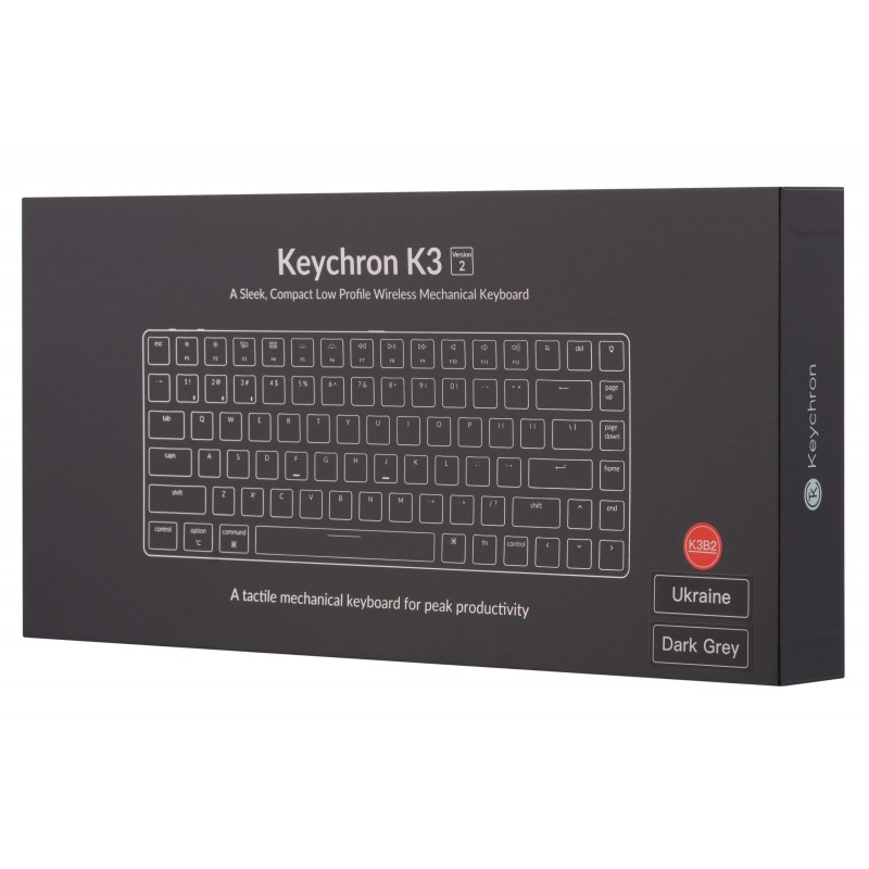 Keychron Клавіатура механічна K3 84Key, Gateron Blue, BT/USB-A, Low Profile, EN/UKR, RGB, Black