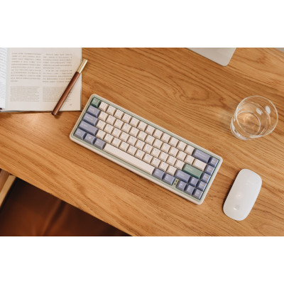 Varmilo Клавіатура механічна Minilo VXT67 Eucalyptus 67Key, Kailh Prestige Light , BT/WL/USB-A, Hot-Swap, EN, RGB, Рожевий