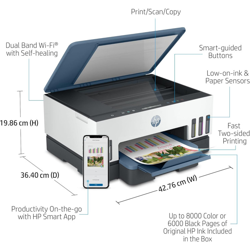 HP Багатофункціональний пристрій A4 Smart Tank 725 з Wi-Fi