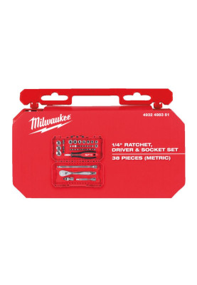 Milwaukee Набір торцевих головок та біт, 1/4", з тріскачкою, 38шт