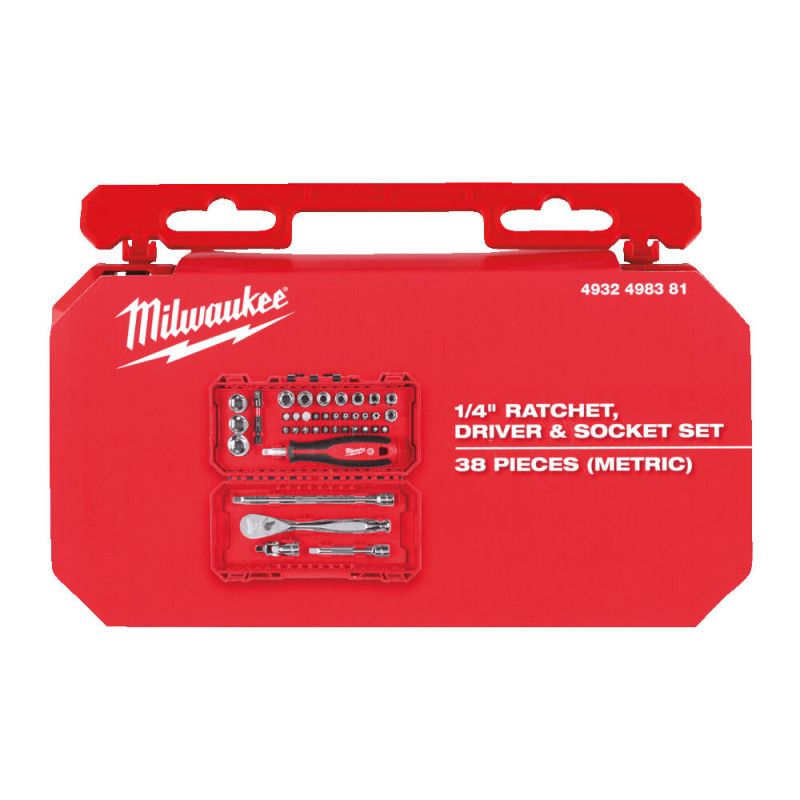 Milwaukee Набір торцевих головок та біт, 1/4", з тріскачкою, 38шт