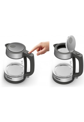 Tefal Електрочайник Glass Kettle, 1,7л, скло, сірий