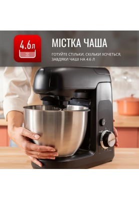 Tefal Кухонная машина Bake Partner 1100Вт, чаша-метал, корпус-пластик, насадок-6, чорний