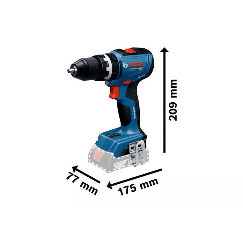 Bosch Шурупокрут-дриль акумуляторний GSB 18V-65 18В 31·65Нм 0-2100об·хв кейс 1.12кг
