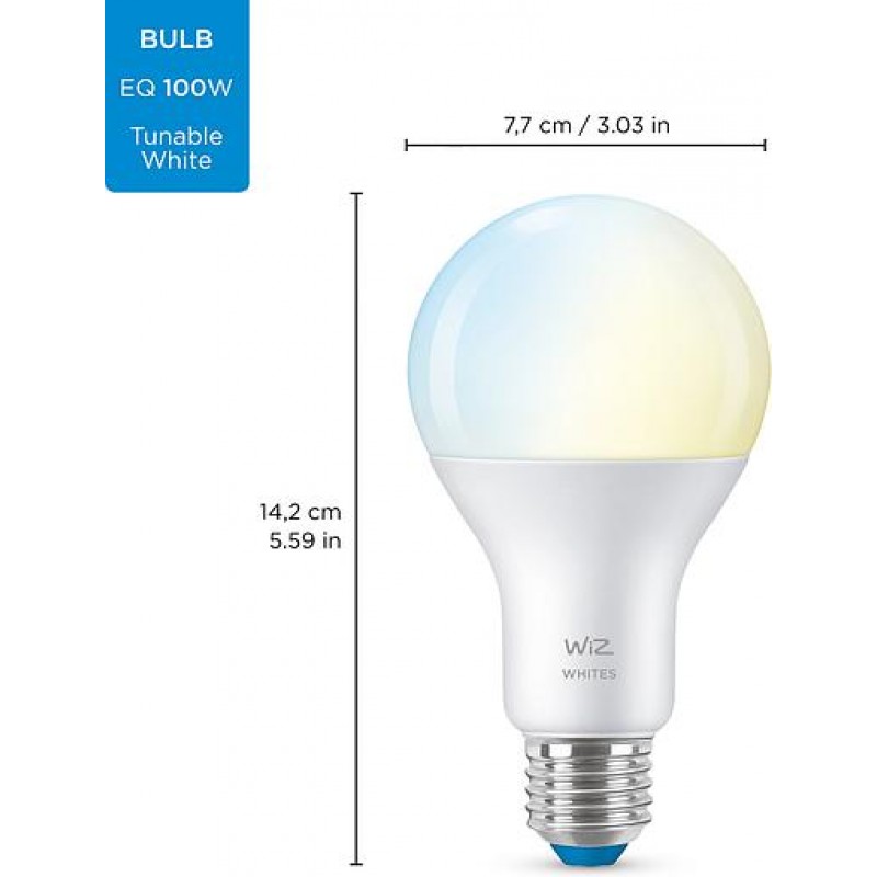 WiZ Лампа розумна E27, 13W, 100W, 1520Lm, A67, 2700-6500K, Wi-Fi