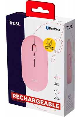 Trust Миша Puck Rechargeable Ultra-Thin BT WL Silent Pink