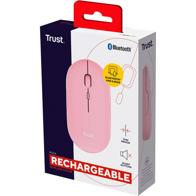 Trust Миша Puck Rechargeable Ultra-Thin BT WL Silent Pink Trust Миша Puck Rechargeable Ultra-Thin BT WL Silent Pink