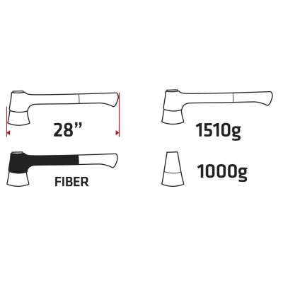 Verto Сокира-колун, тримач скловолокно, антиковзний, повна довжина 71см, 1000гр