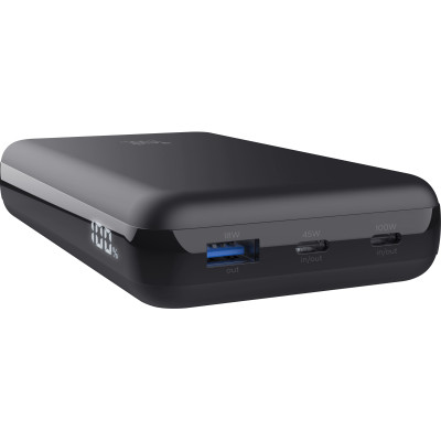 Trust Акумулятор портативний літій-іонний power bank Laro, 20000 мА·рік, USB-A/2хUSB-C, 100w, чорний