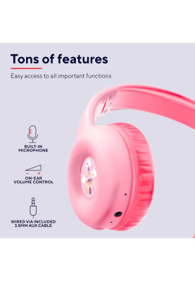 Trust Навушники On-ear Nouna Kids, Wireless, Mic, Рожевий