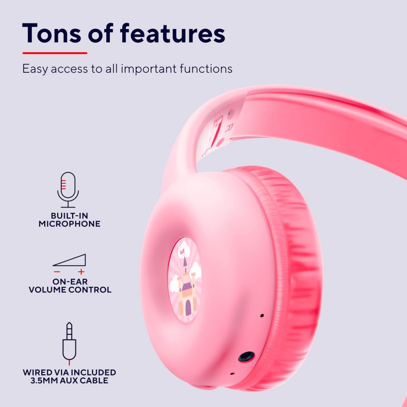 Trust Навушники On-ear Nouna Kids, Wireless, Mic, Рожевий