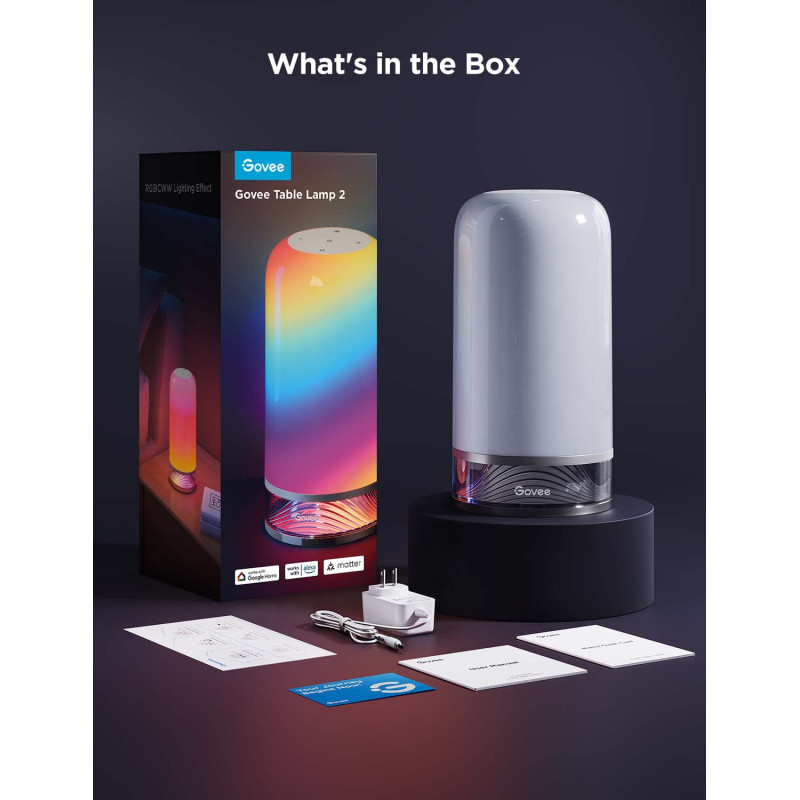 Govee Настільний світильник розумний H6022 Table Lamp 2, RGBICWW, WI-FI/Bluetooth, білий