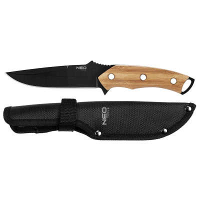 Neo Tools 63-110 Ніж Full Tang, 25см, лезо 14.5см, бамбукова ручка, 3Cr13, лезо з титановим покриттям, нейлоновий чохол