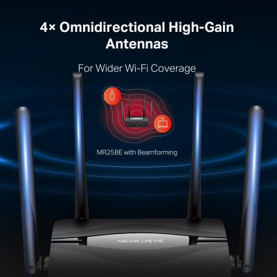 Mercusys Маршрутизатор MR25BE BE3600, 3x GE LAN, 1x GE WAN, MESH