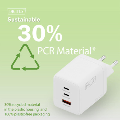 Digitus Зарядний пристрій GaN 2хUSB-C, 1хUSB-A, 100W