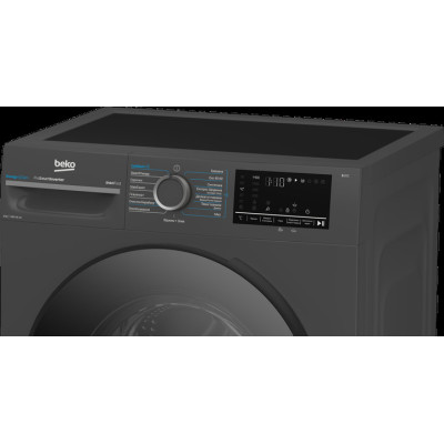 Beko Пральна машина  фронтальна, 8кг, 1400, A, 50см, дисплей, пар, інвертор, темно-сірий