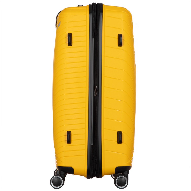 2E Набір пластикових валіз , SIGMA,(L+M+S), 4 колеса, жовтий