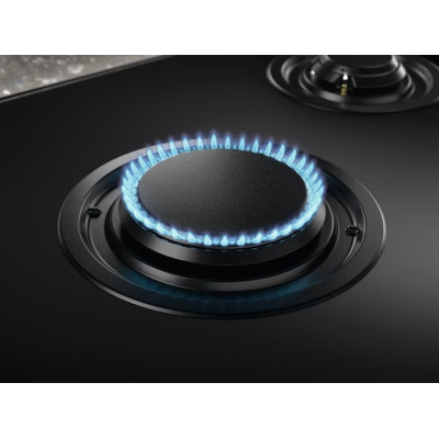 Electrolux Варильна поверхня газова на склі, 75см, чугун, електрон. керування, Hob2Hood, чорний