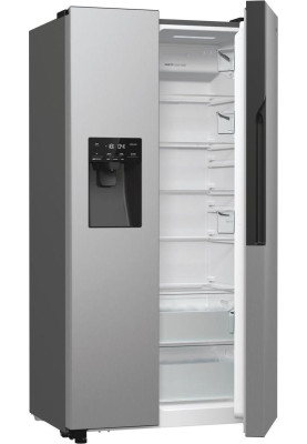 Gorenje Холодильник SBS, 179х70х92см, 2 двері, 376(190)л, А++, NF+, Інв., Зона св-ті, диспенсер, генератор льоду, Зовн. Диспл, нерж