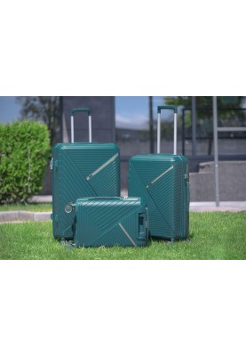 2E Набір пластикових валіз , SIGMA,(L+M+S), 4 колеса, аквамарин
