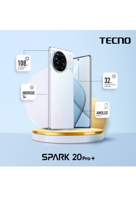 TECNO Смартфон Spark 20 PRO+ (KJ7) 6.78" 8/256ГБ, 2SIM, 5000мА•год, Lunar Frost