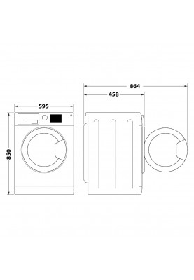 Whirlpool Пральна машина фронтальна, 6кг, 1200, A+++, 43см, дисплей, інвертор, люк чорний, білий