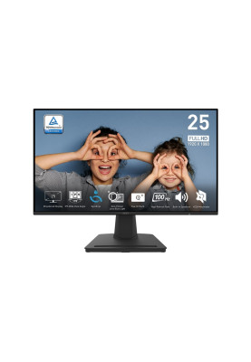 MSI Монітор 24.5" PRO MP252 HDMI, DP, MM, IPS, 100Hz, 1ms, sRGB 100%, AdaptiveSync