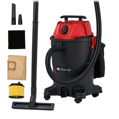 Einhell Пилосос професійний TC-VC 3055 A 850Вт 190мБа контейнер 30л розетка 220В/2000Вт вологе/сухе прибирання 4.95кг