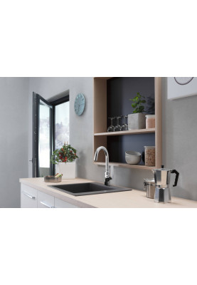 Hansgrohe Мийка кухонна S51, граніт, квадрат, без крила, 560х510х190мм, чаша - 1, накладна, S510-F450, сірий бетон