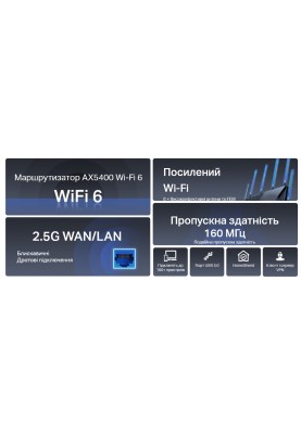 TP-Link Маршрутизатор ARCHER AX72 PRO AX5400 3xGE LAN 1x2.5GE WAN/LAN 1xGE WAN/LAN USB 3.0 MU-MIMO OFDMA