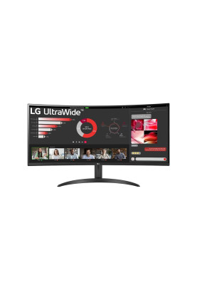 LG Монітор 34" 34WR50QC-B 2xHDMI, DP, Audio, VA, 3440x1440, 21:9, 100Hz, sRGB 99%, CURVED, FreeSync, HDR10