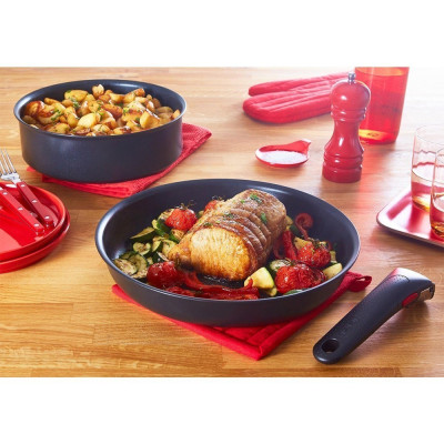 Tefal Набір посуду Tefal Ingenio Unlimited, змінна ручка, 3предмети, алюміній, бакеліт, чорний Tefal Набір посуду Tefal Ingenio Unlimited, змінна ручка, 3предмети, алюміній, бакеліт, чорний