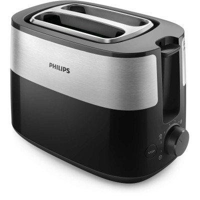 Philips Тостер Daily Collection, 830Вт, пластик+метал, чорний+нерж