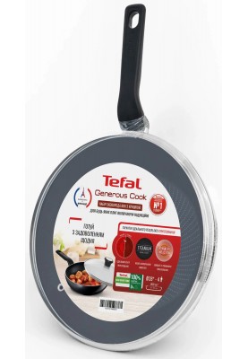 Tefal Сковорода ВОК з кришкою Generous Cook, 28см, алюміній, бакеліт, скло, чорний