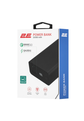 2E Акумулятор портативний літій-іонний Power Bank 20000мА·рік, 65Вт, PD, QC, чорний
