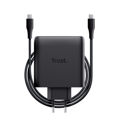 Trust Зарядний пристрій мережевий Maxo 100Вт, GaN, 2xUSB-C ,PD/PPS, чорний