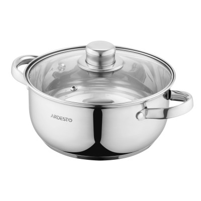 ARDESTO Кастрюля Gemini Gourmet, скляна кришка, 2.7 л, нержавіюча сталь