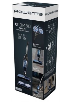 Rowenta Пилосос безпровідний X-Combo 2in1, 215Вт, вологе прибирання, конт пил -0.55л, автон. робота до 60хв, НЕРА, синій