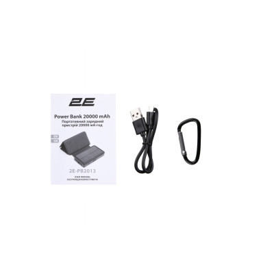 2E Портативний зарядний пристрій Power Bank Solar 20000mAh Black