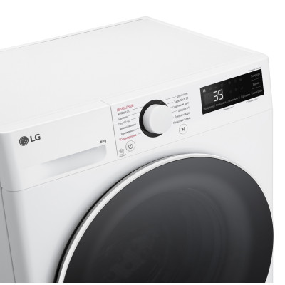 LG Пральна машина фронтальна, 8кг, 1200, A, 48см, дисплей, пара, інвертор, білий
