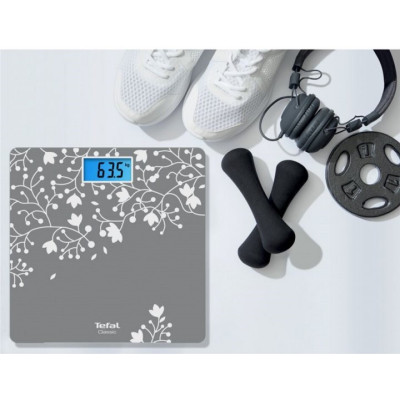 Tefal Ваги підлогові Classic Blossom, 160кг, AAAx2 немає у компл., скло, срібло