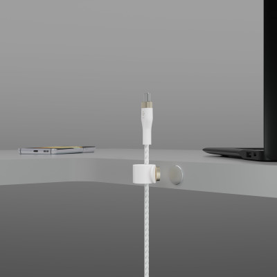 Belkin Кабель USB-С - USB-C плетений, силіконовий, з ремінцем на магніті, 1м, білий