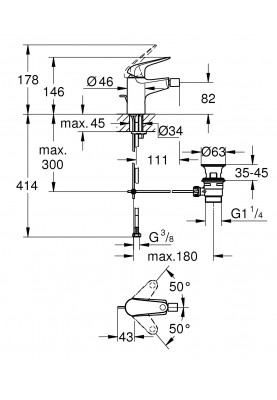 Grohe Змішувач для біде Swift неповоротний, хром