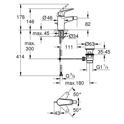 Grohe Змішувач для біде Swift неповоротний, хром