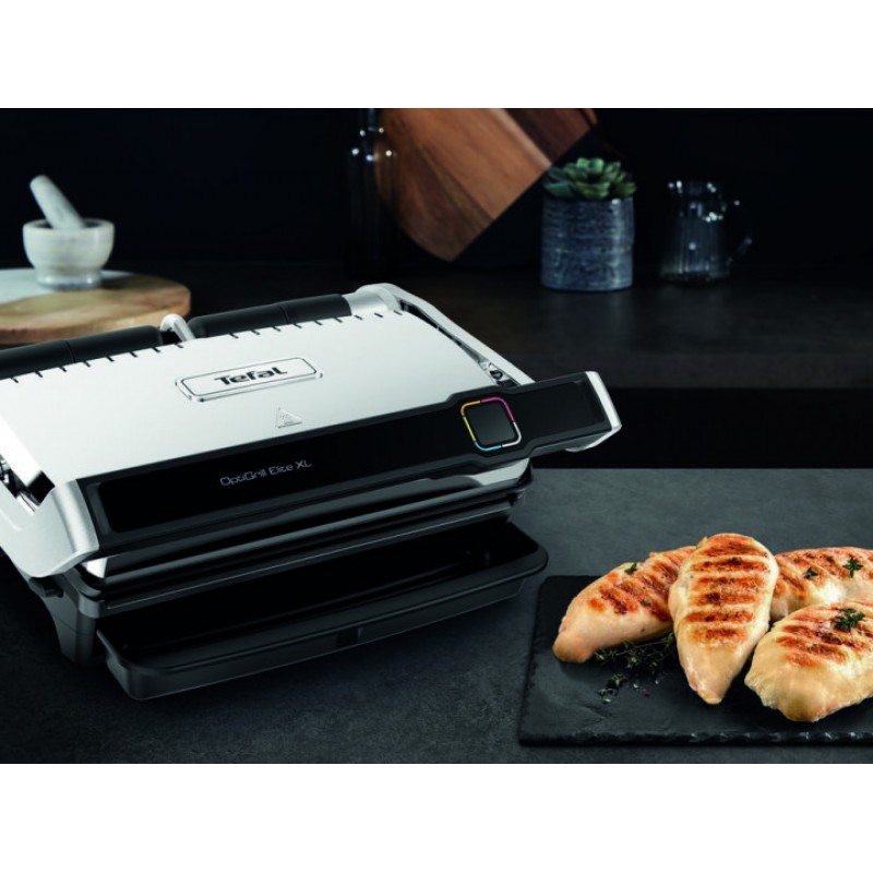 Tefal Гриль прижимний OptiGrill Elite XL 2200Вт, темп. режимів-16, з`ємні пластини, метал